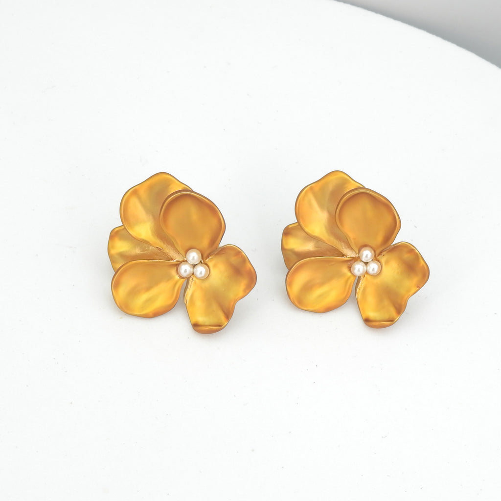 John Michael Richardson Gold Flower Earrings