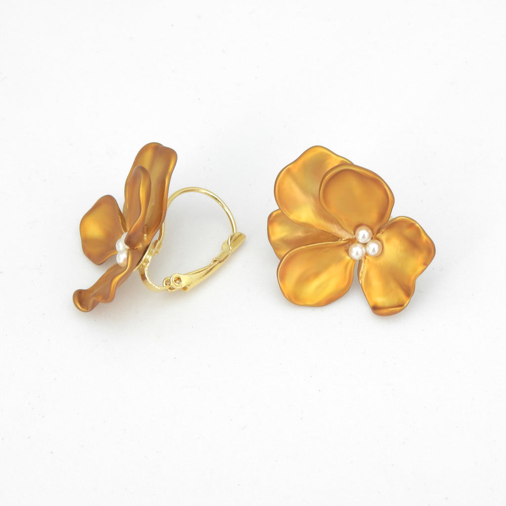John Michael Richardson Gold Flower Earrings