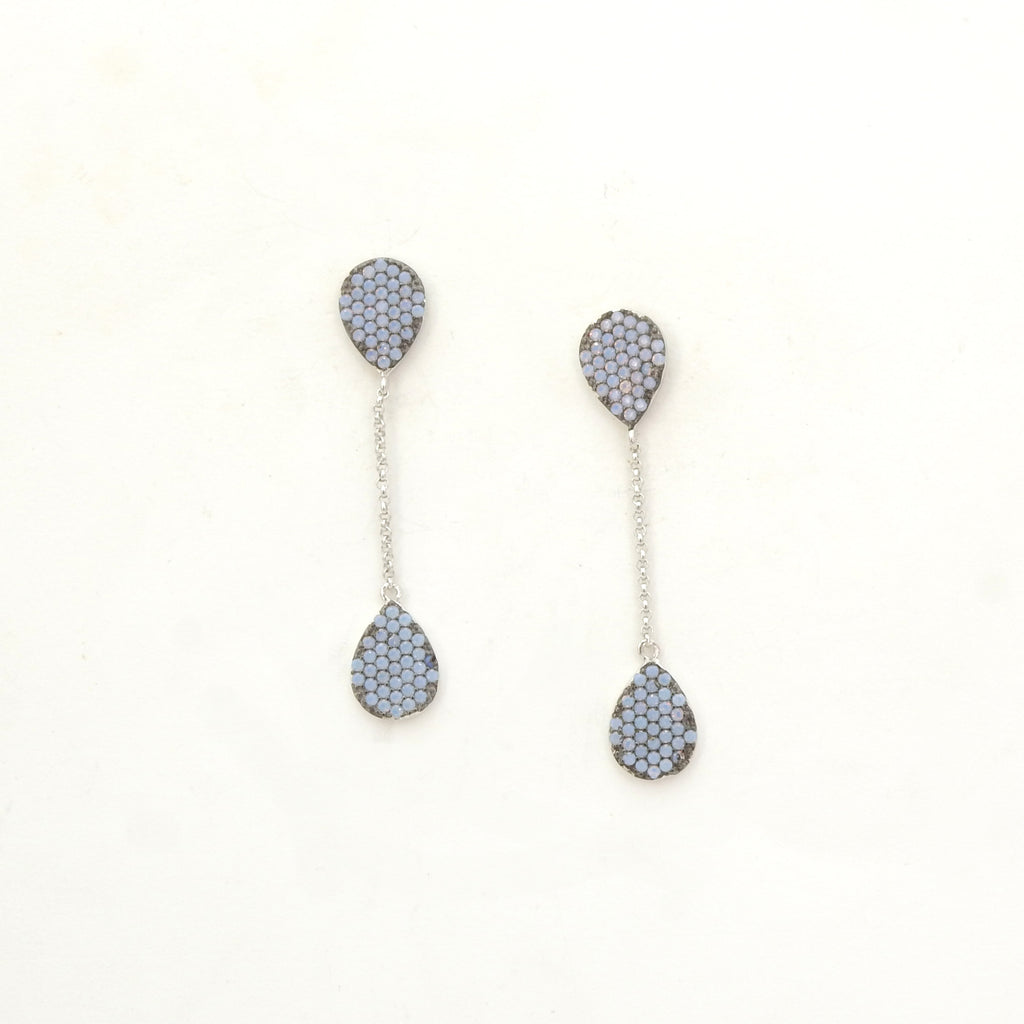 Sterling Silver Blue Crystal Dangle Earrings