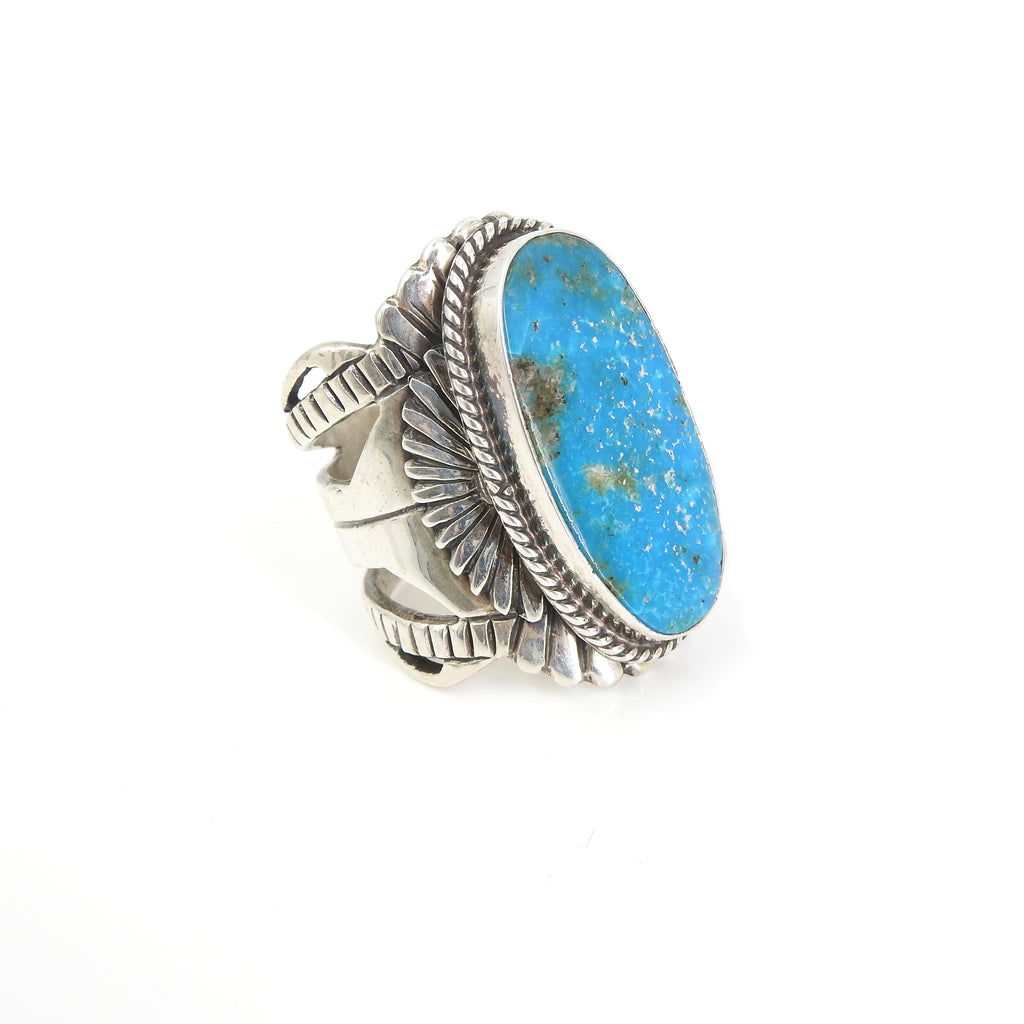 Sterling Silver Native American Unisex Turquoise Ring SZ 11.5