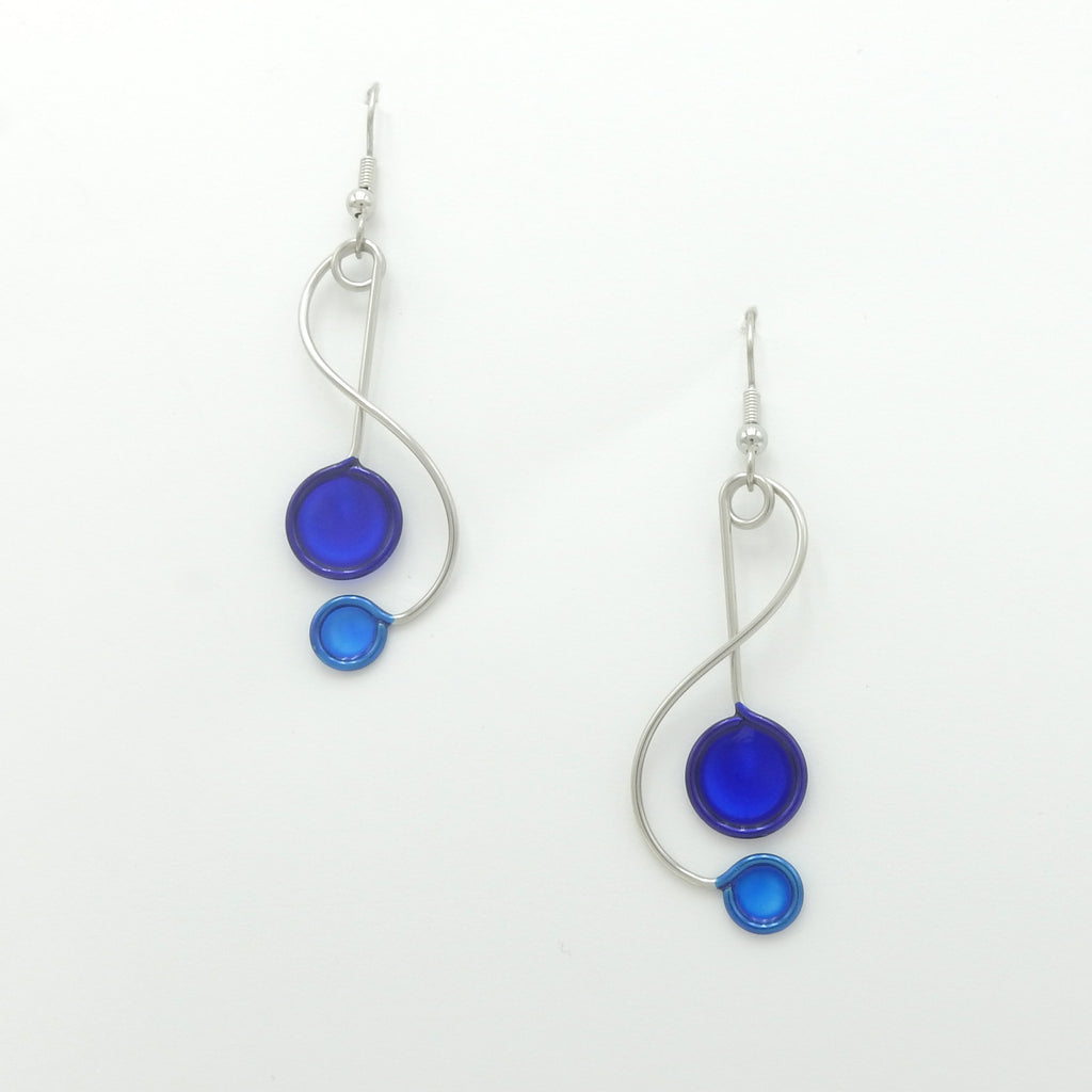 Stainless Steel Blue Resin Kinetic Earrings