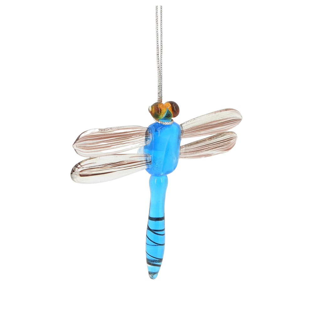 Blue Dragonfly Glass Ornament