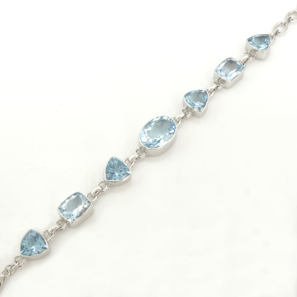 Sterling Silver Faceted Blue Topaz Bracelet