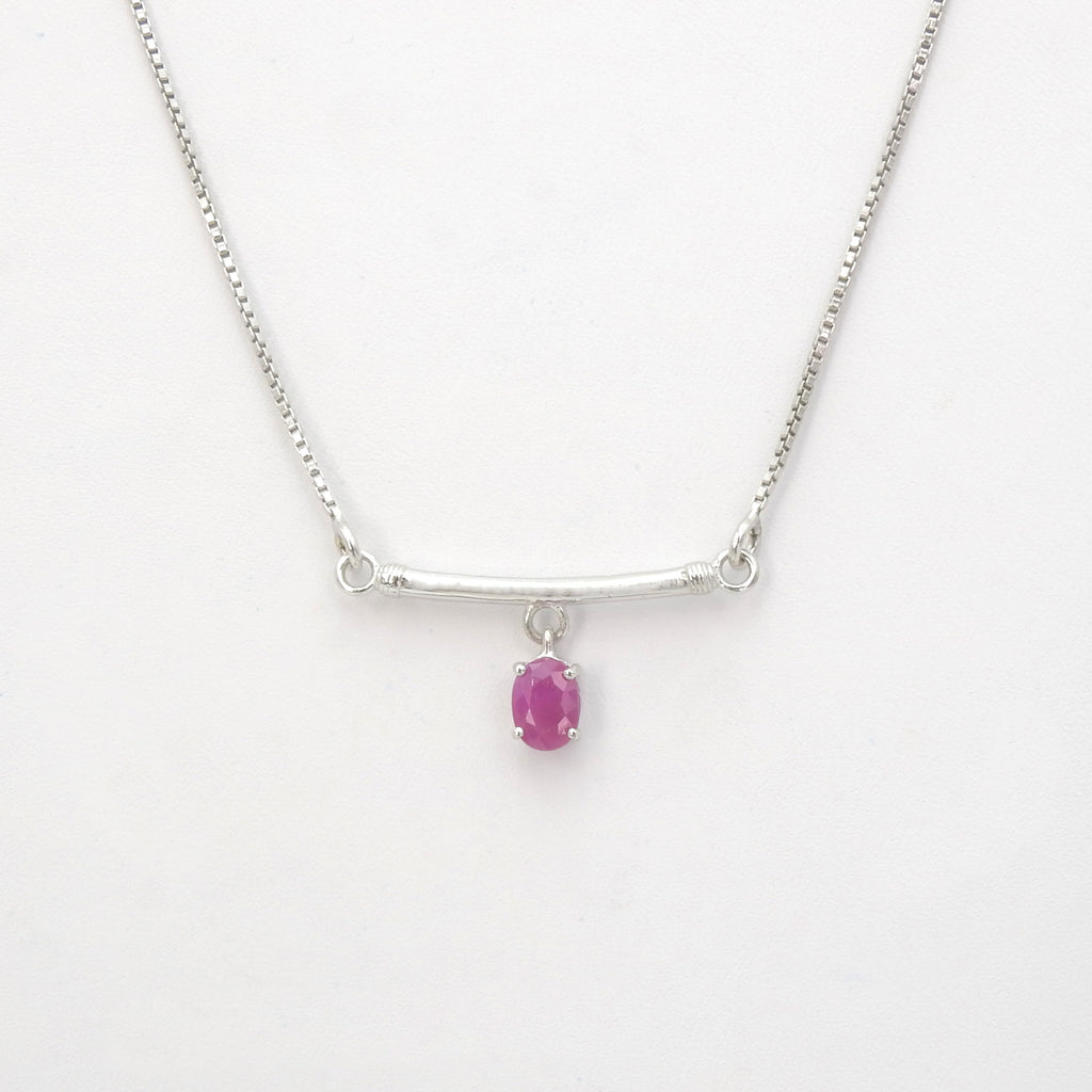 Sterling Silver Ruby Bar Necklace