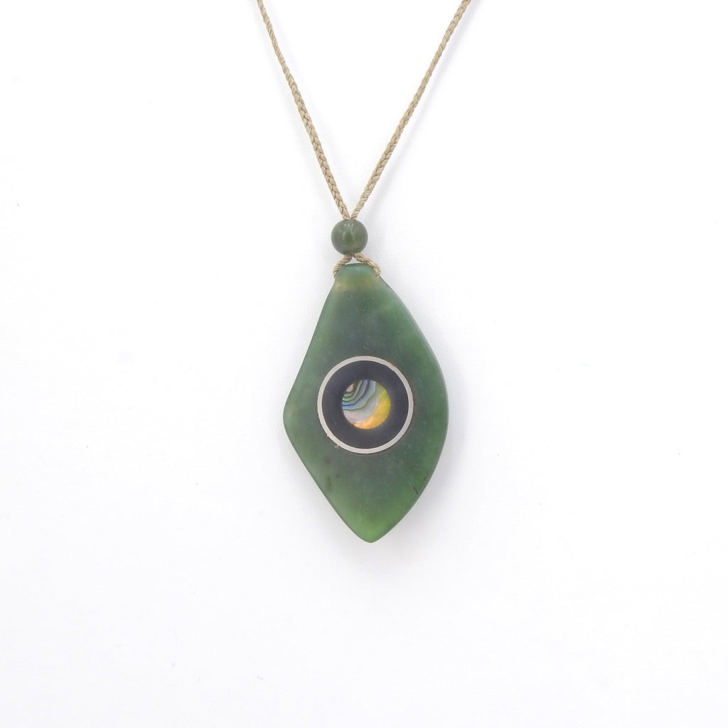 Sterling Silver Jade & Abalone Necklace