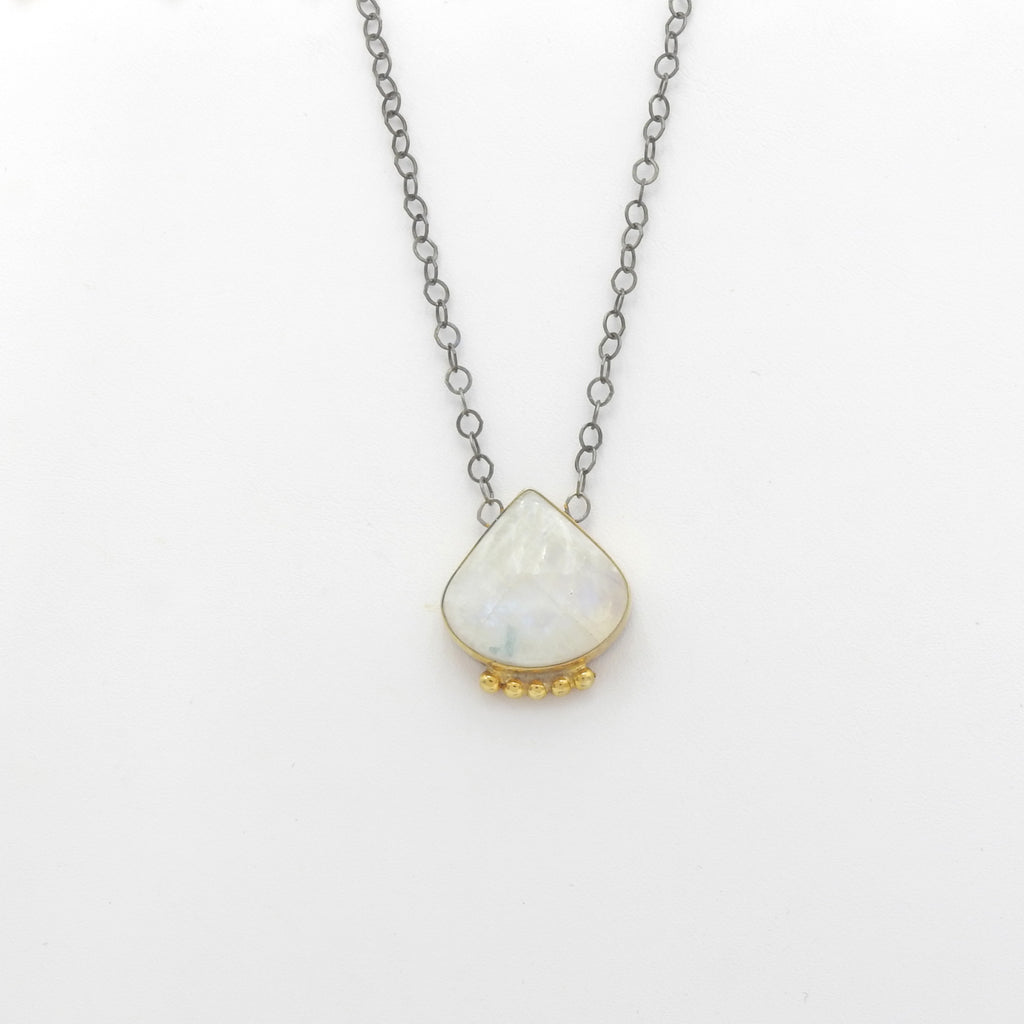 Sterling Silver Two Tone Moonstone Necklace
