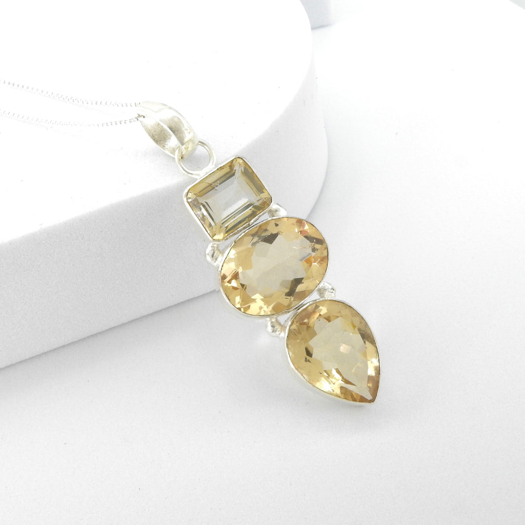Sterling Silver Faceted Citrine Pendant