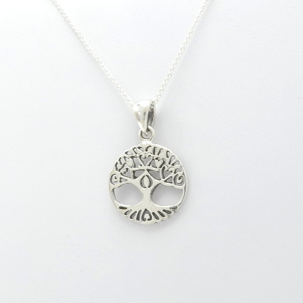 Sterling Silver Tree of Life w/ Hearts Pendant