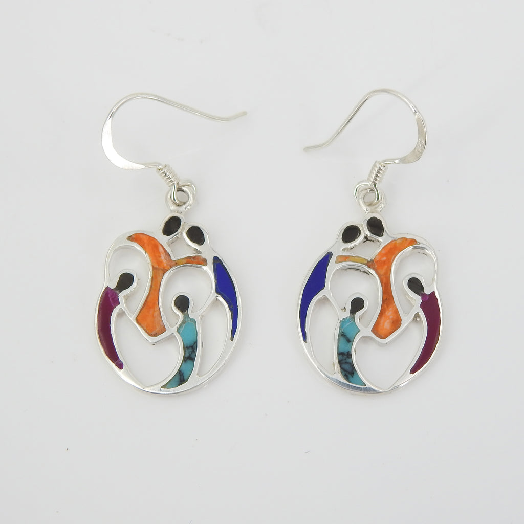 Sterling Silver Family Inlay Earrings