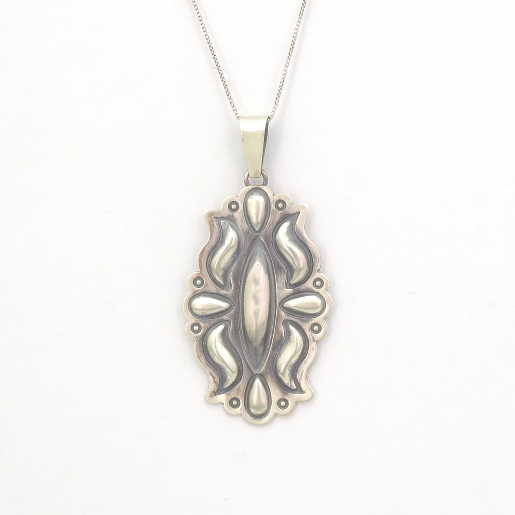 Sterling Silver Concho Style Native American Pendant