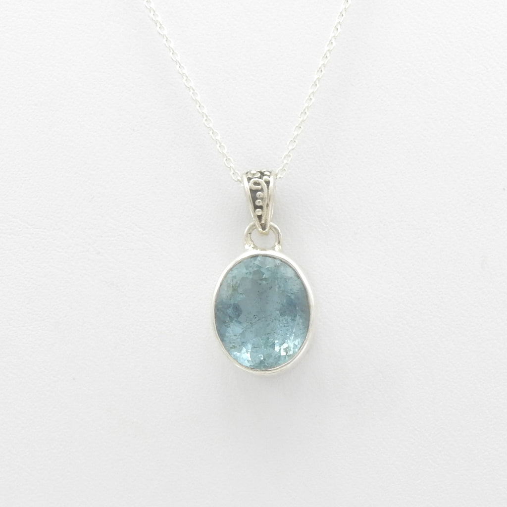 Sterling Silver Faceted Aquamarine Pendant