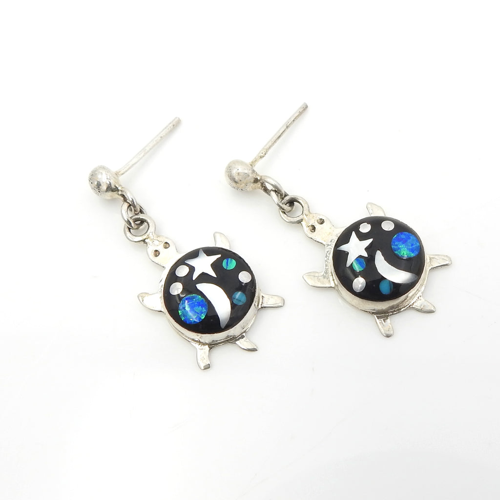 Sterling Silver Galaxy Turtle Inlay Earring