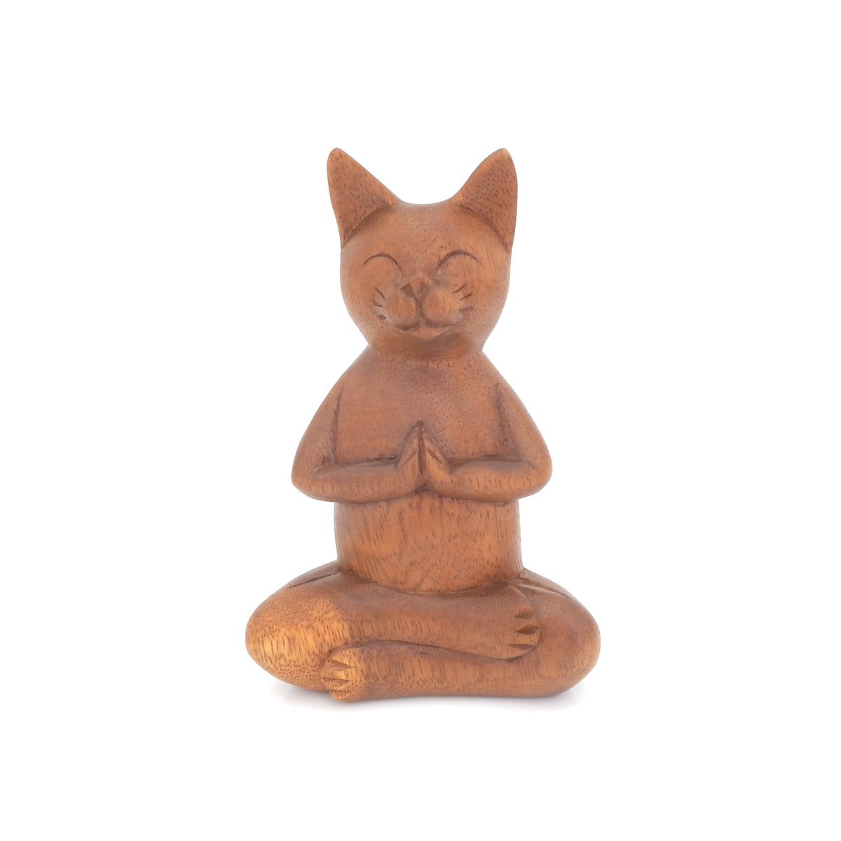 Carved Wood Zen Cat Iriniri Designs