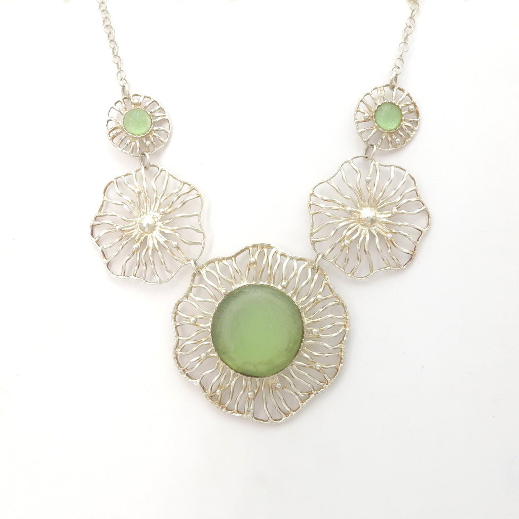Sterling Silver Roman Glass Statement Necklace