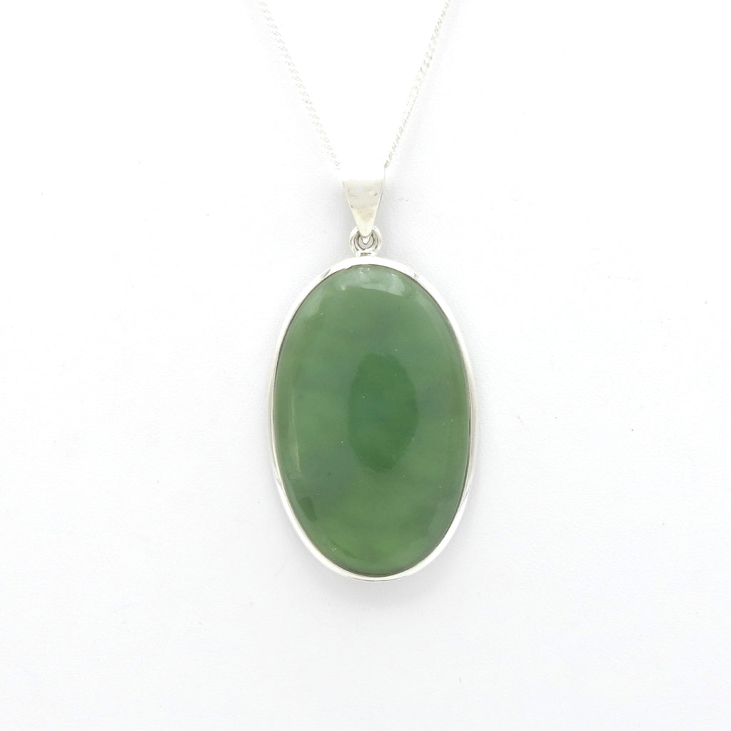 Sterling Silver Smooth Jade Pendant