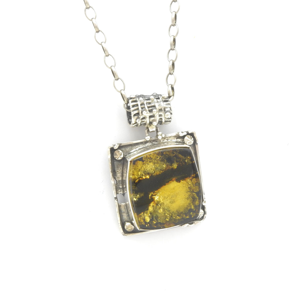 Sterling Silver Amber Statement Pendant