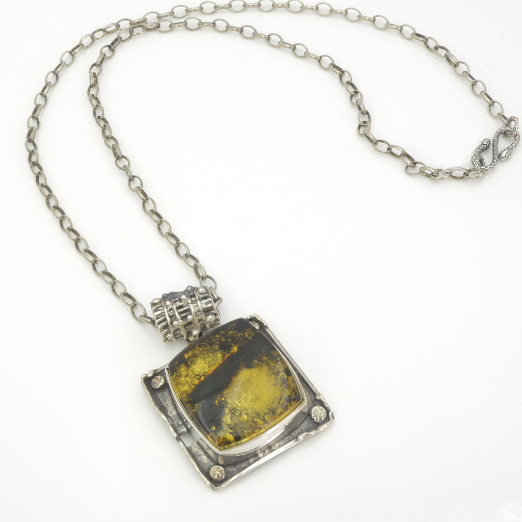 Sterling Silver Amber Statement Pendant