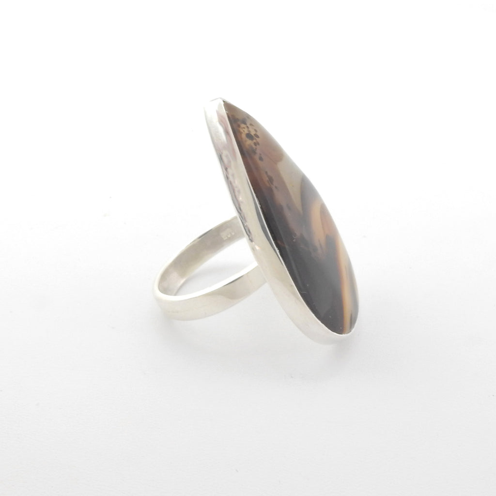 Sterling Silver Montana Agate Adjustable Ring