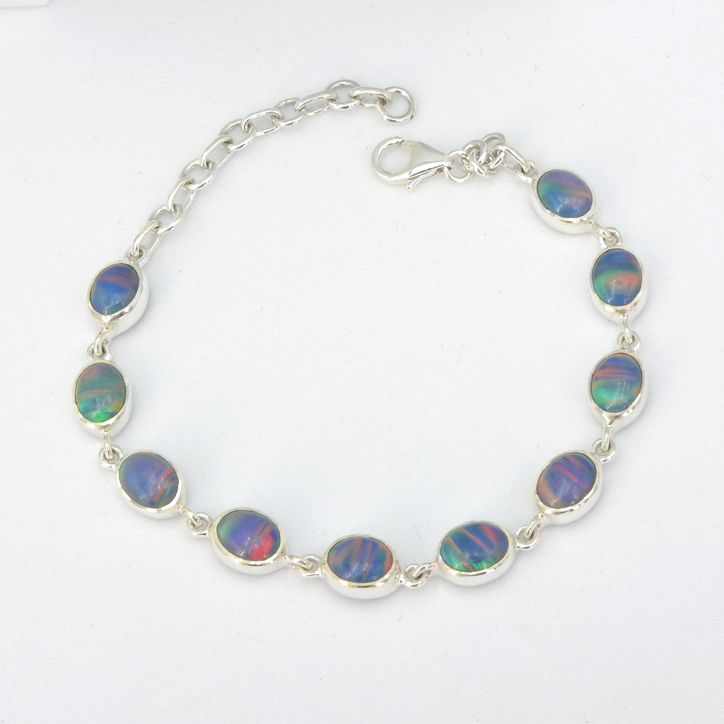 Sterling Silver Created Galaxy Opal Bracelet