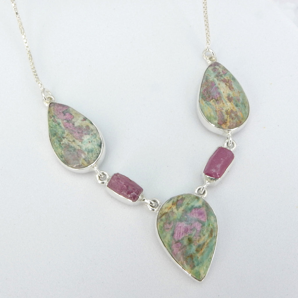 Sterling Silver Ruby & Ruby Fuchsite Necklace