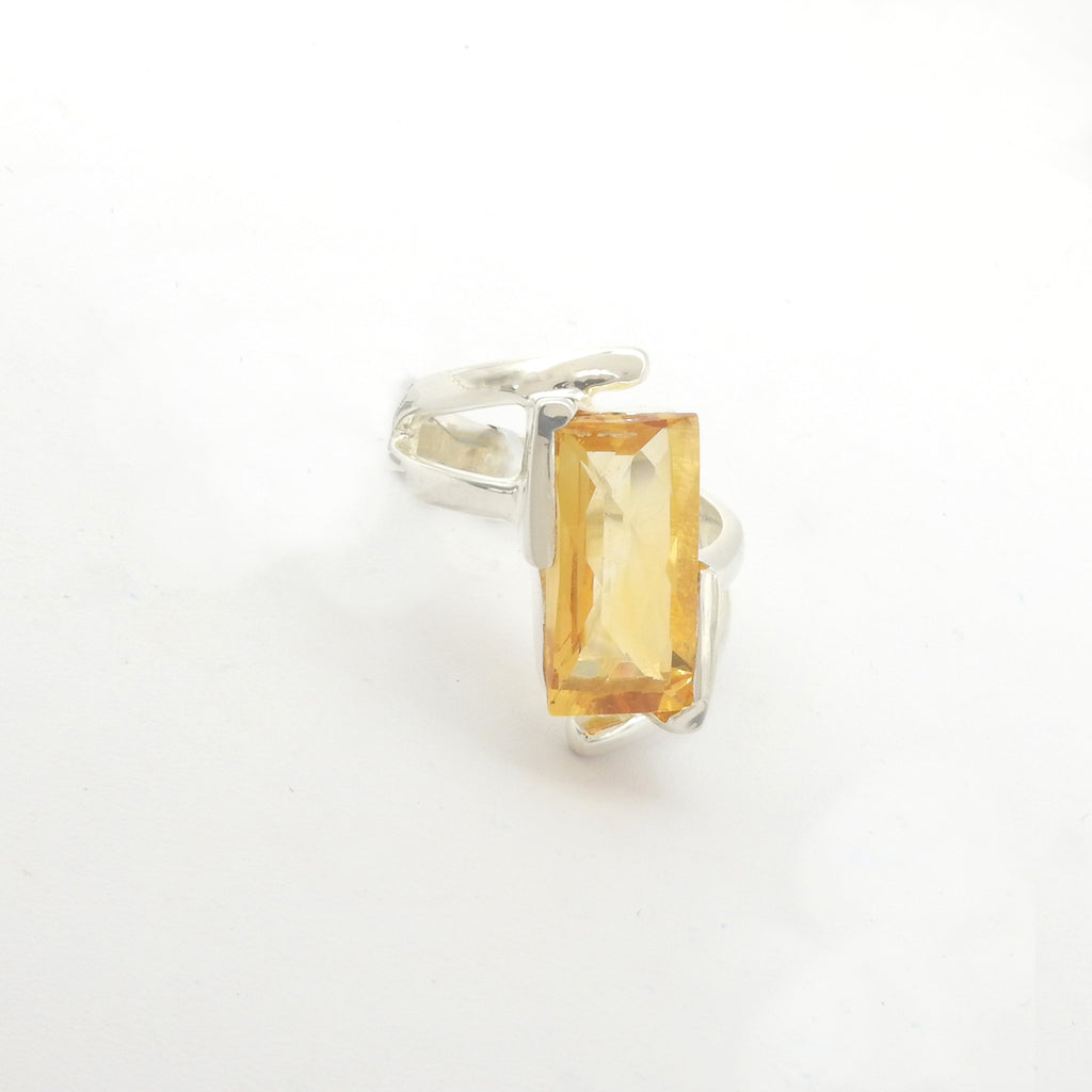 Sterling Silver Faceted Citrine Ring