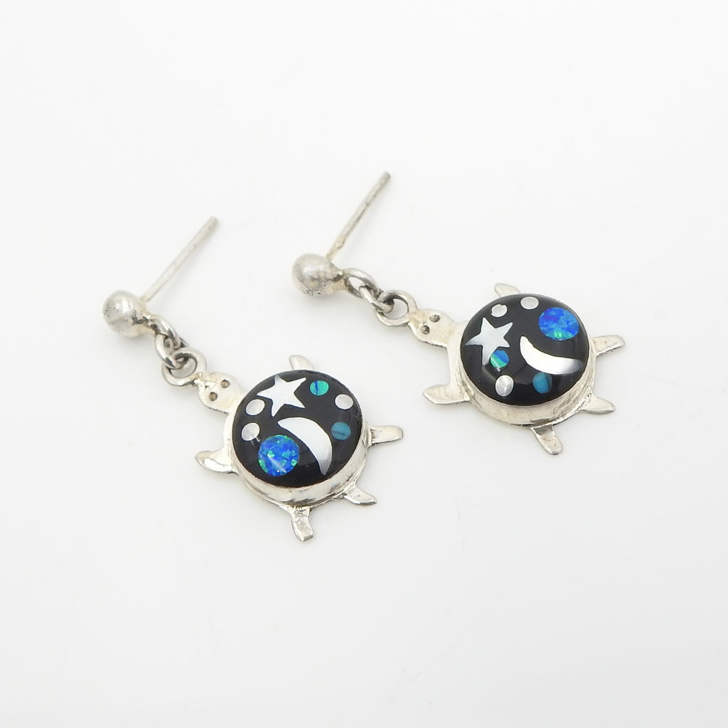 Sterling Silver Galaxy Turtle Inlay Earring