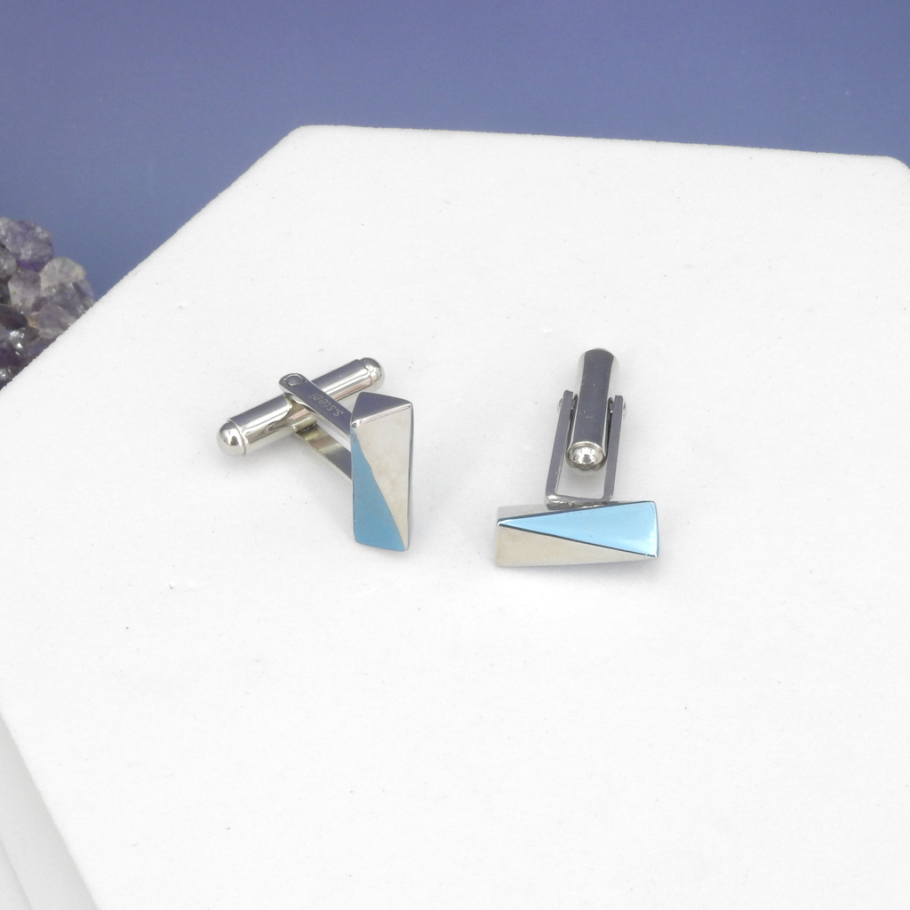 Blue Geometric Cufflink