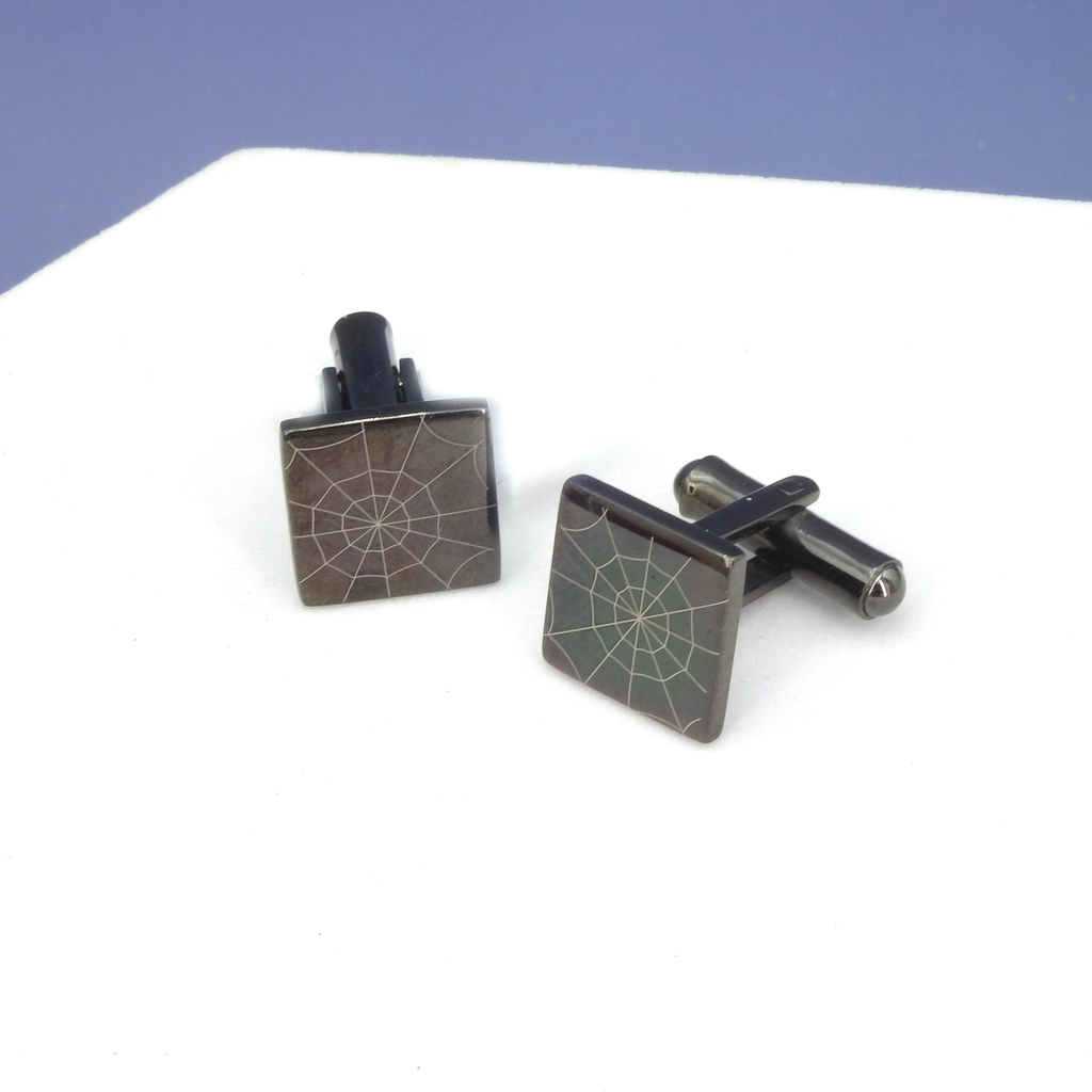 Spiderweb Stainless Steel Cufflinks
