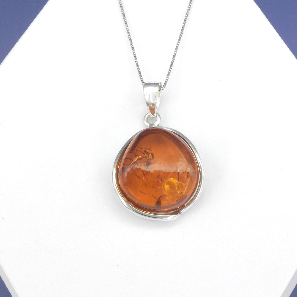 Sterling Silver Large Amber Pendant