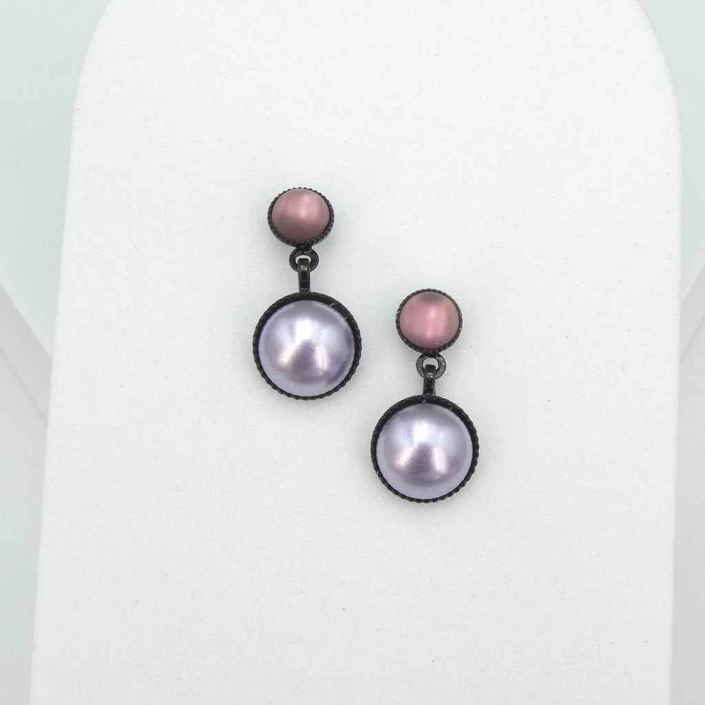 Lilac Czech Glass Post Earrings