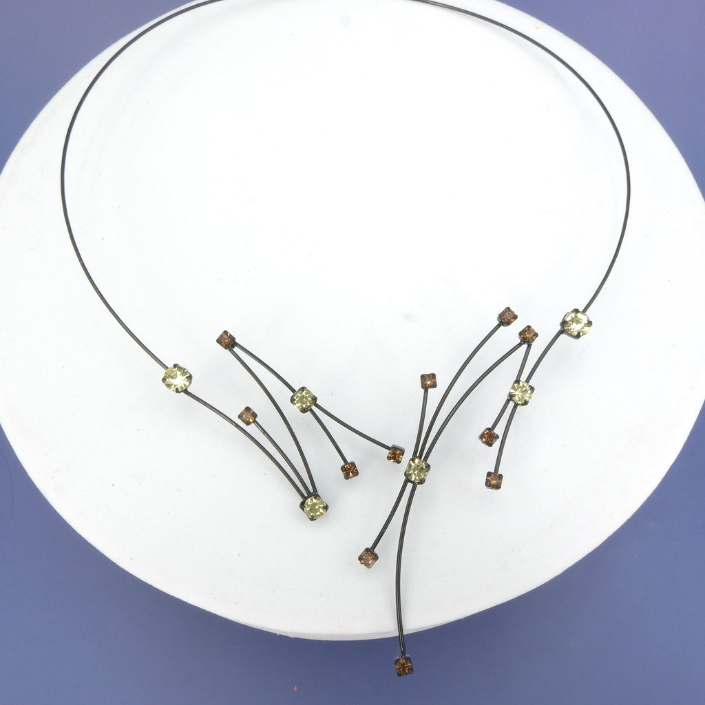 Memory Wire Topaz Crystal Constellation Necklace