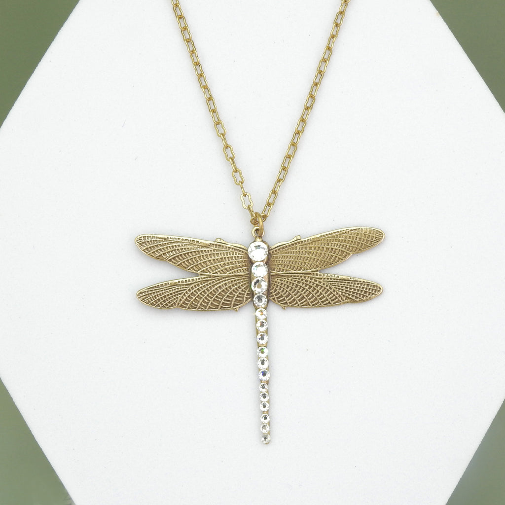 Large Dragonfly w/ Crystal Necklace