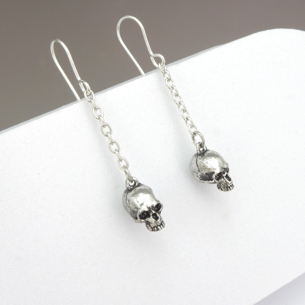 English Pewter Skull Earrings