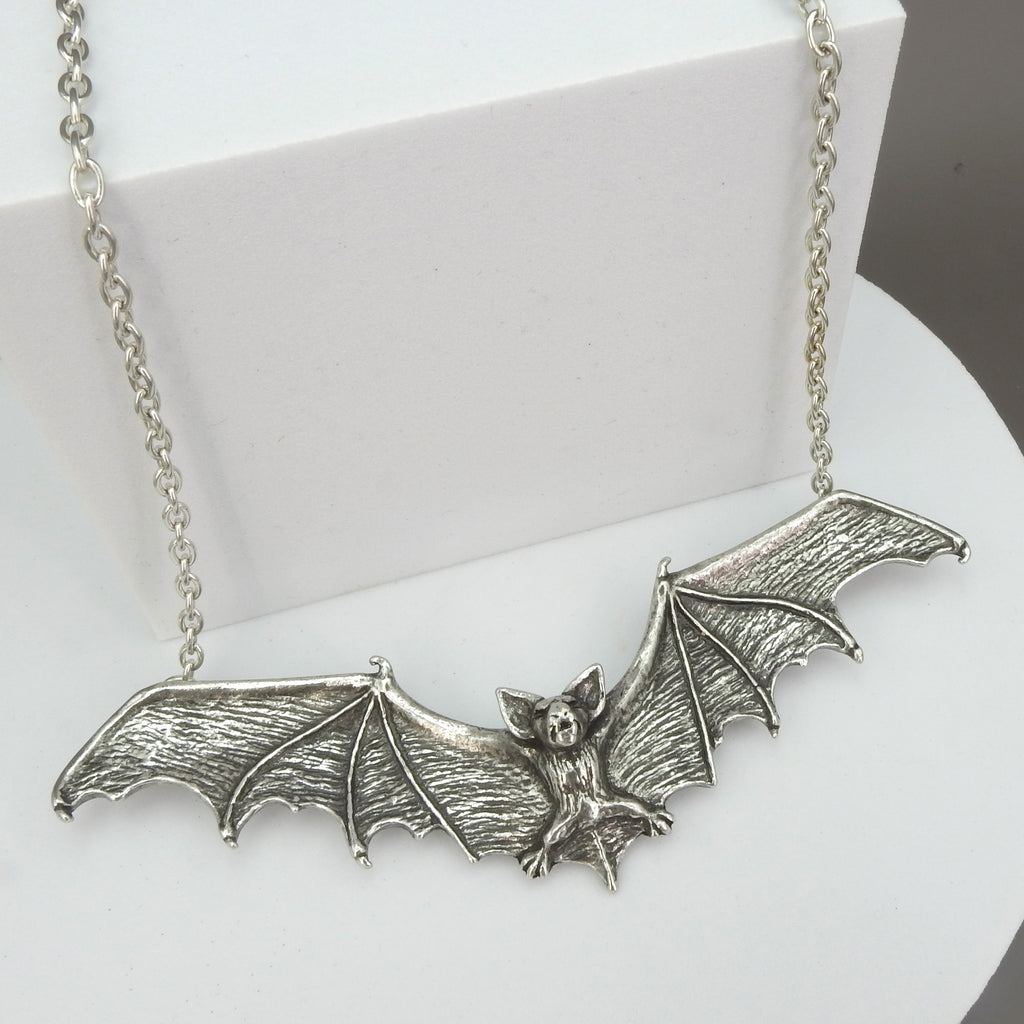 English Pewter Gothic Bat Necklace