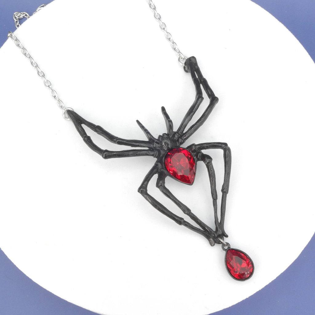 English Pewter Large Black Widow Statement Necklace