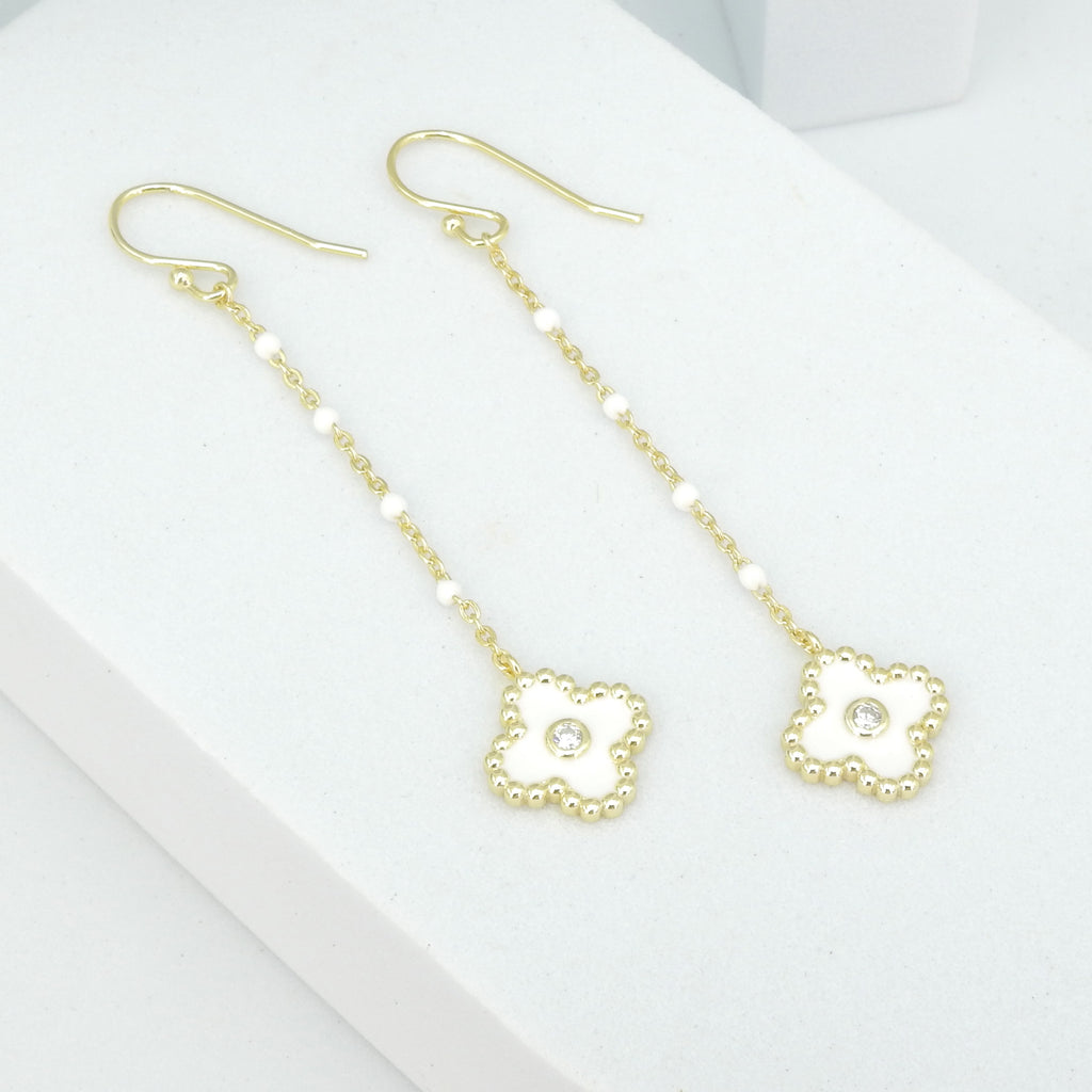 Sterling Silver Gold Vermeil Enamel Clover Earrings