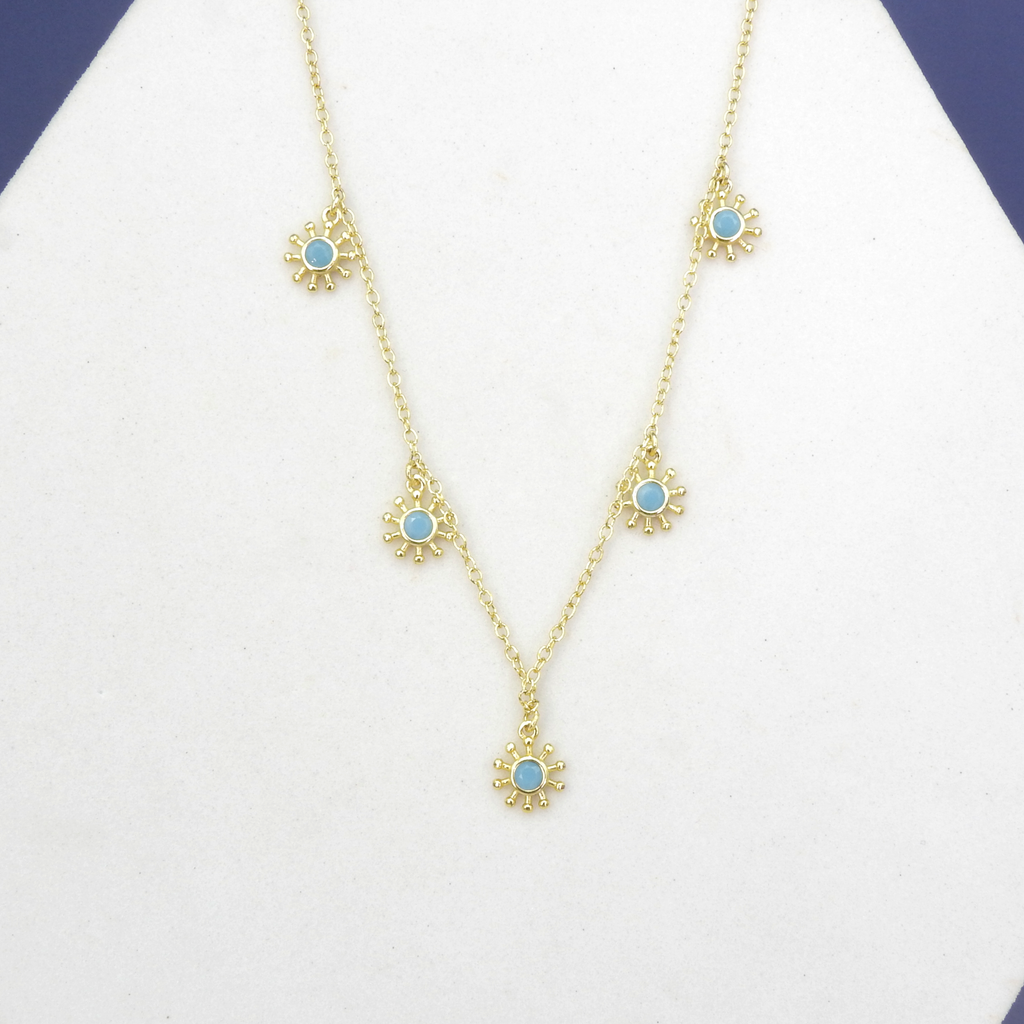 Sterling Silver Gold Vermeil Sun Charm Necklace