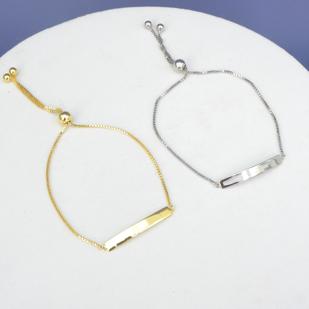 Sterling Silver or Gold Vermei Bar Slider Bracelet