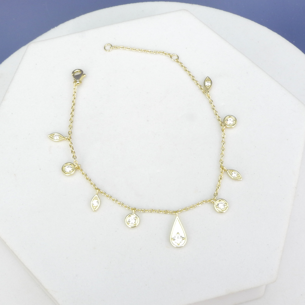 Sterling Silver Gold Vermeil CZ Charm Bracelet