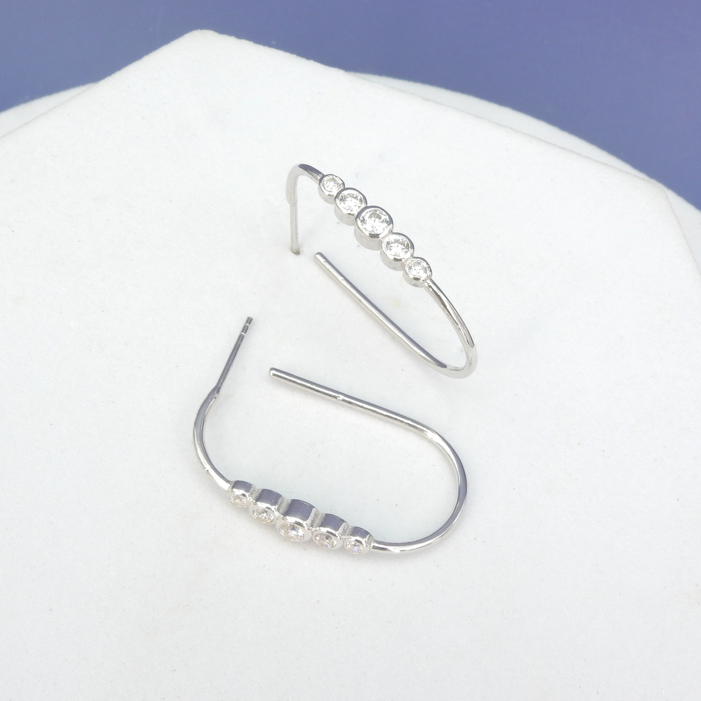 Sterling Silver CZ Hoop Earrings