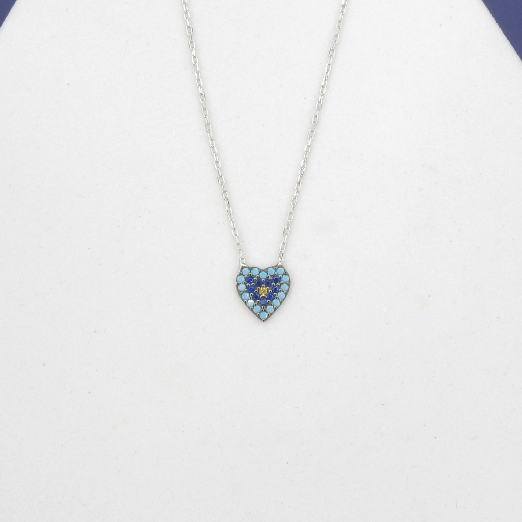 Sterling Silver Small CZ Heart Necklace