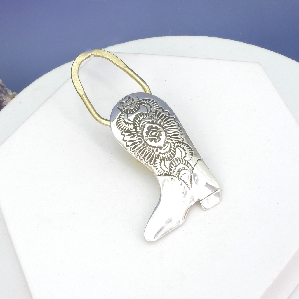 Sterling Silver Cowboy Boot Key Chain