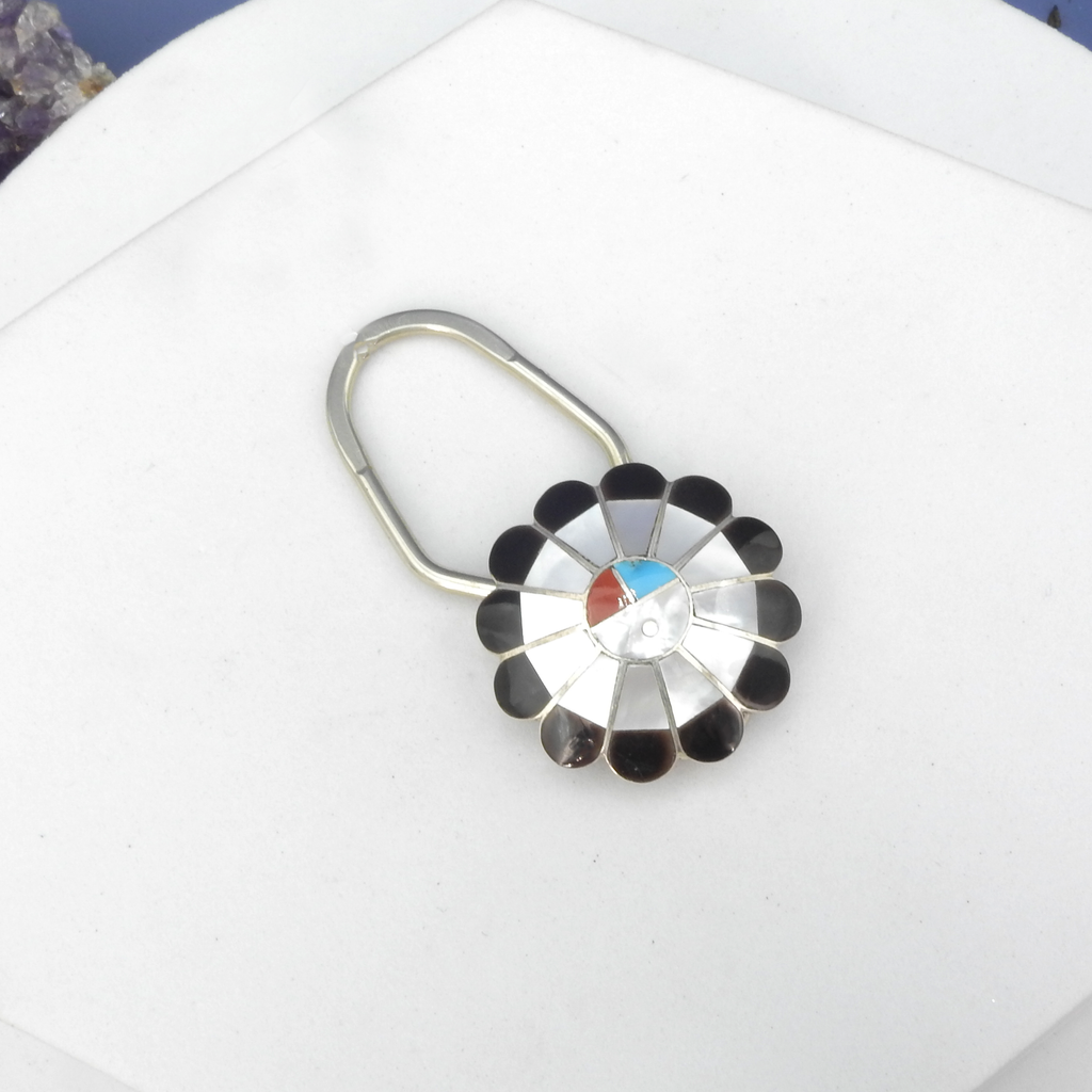 Sterling Silver Inlay Hopi Key Chain