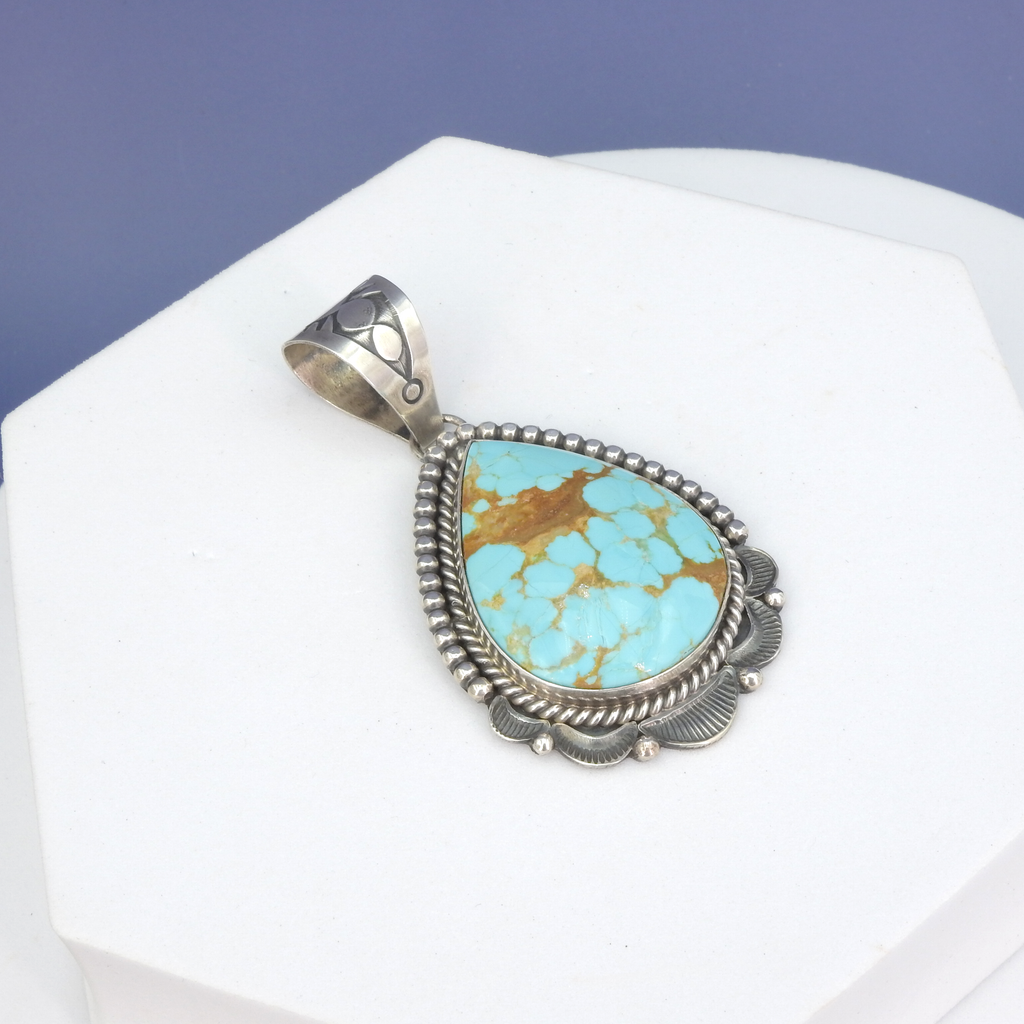 Sterling Silver Native American #8 Mine Turquoise Pendant