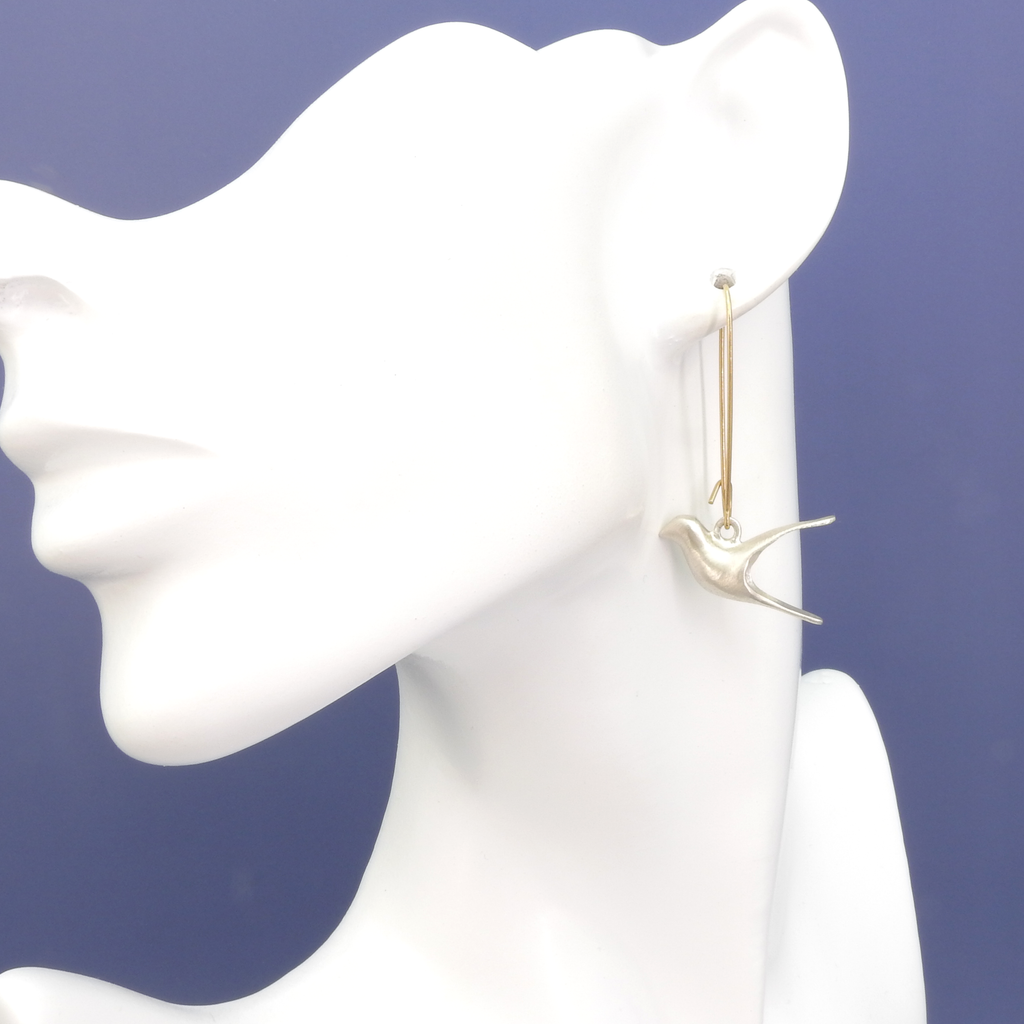 Sterling Silver Two Tone Bird in Flight Earrings