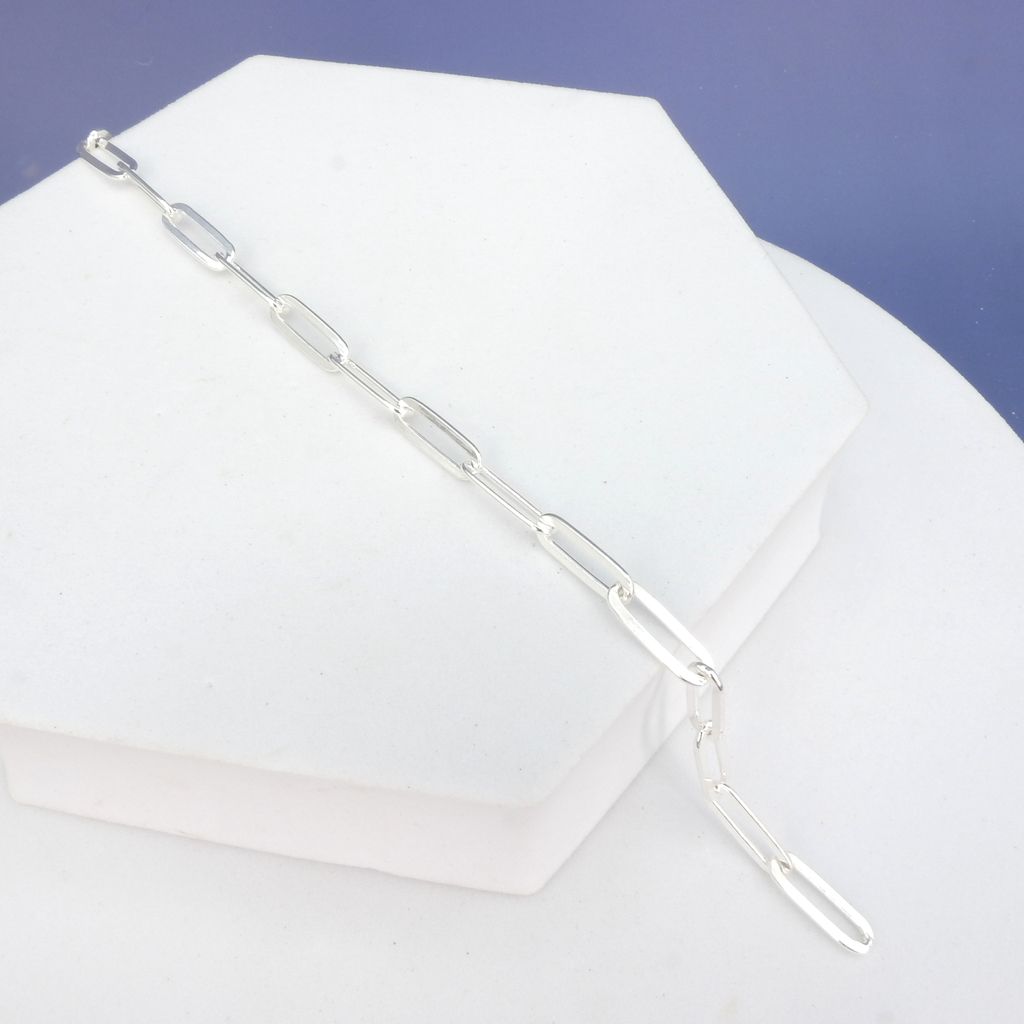 Sterling Silver 7 1/4" Paper Clip Chain Bracelet
