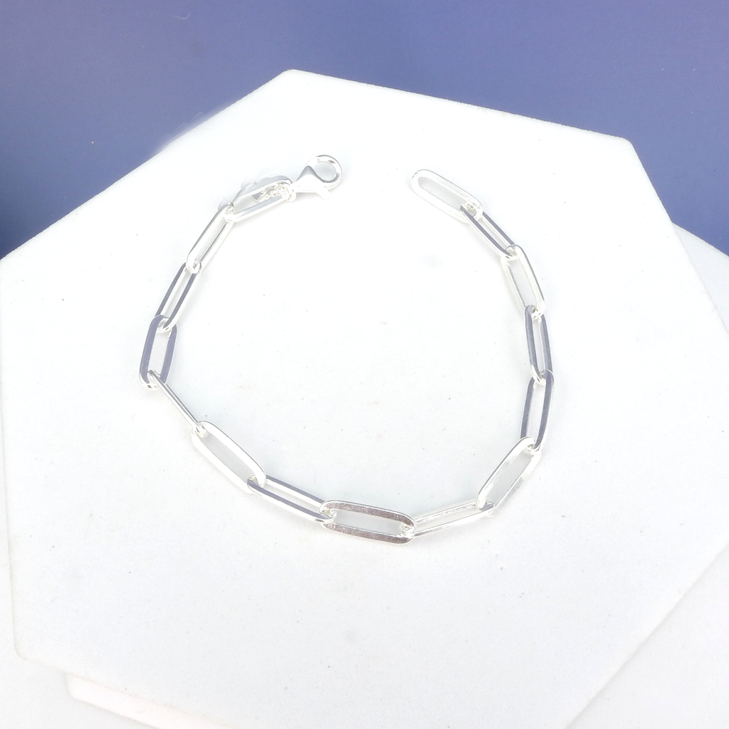Sterling Silver 7 1/4" Paper Clip Chain Bracelet