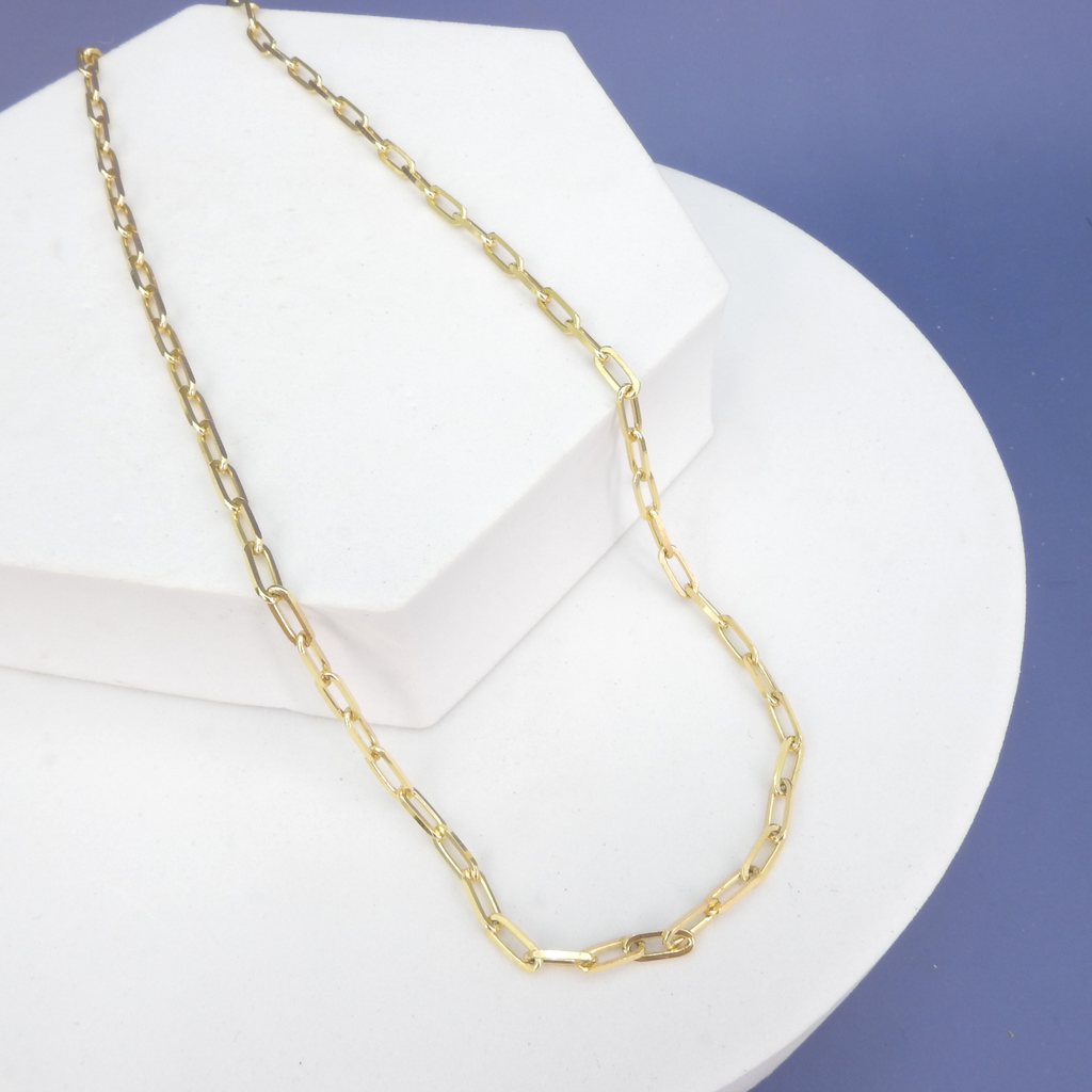 Sterling Silver Gold Plated 18" Paper Clip Chain