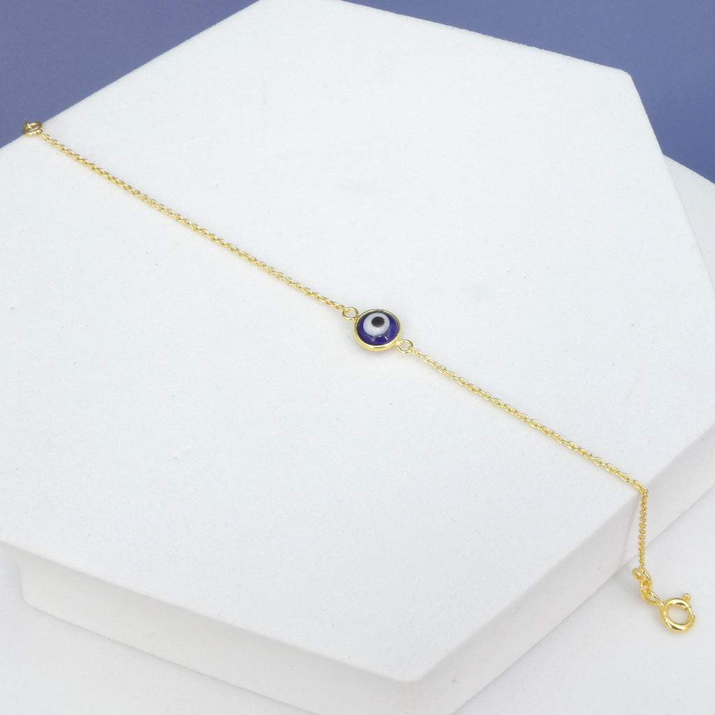 Sterling Silver Gold Vermeil Evil Eye Bracelet
