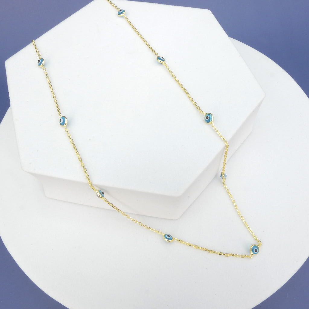 Sterling Silver Gold Vermeil Evil Eye Necklace